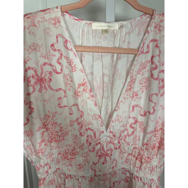 LoveShackFancy‎ Mastey Bow Print Empire Waist Maxi Dress L Easter Cottagecore - Image 6
