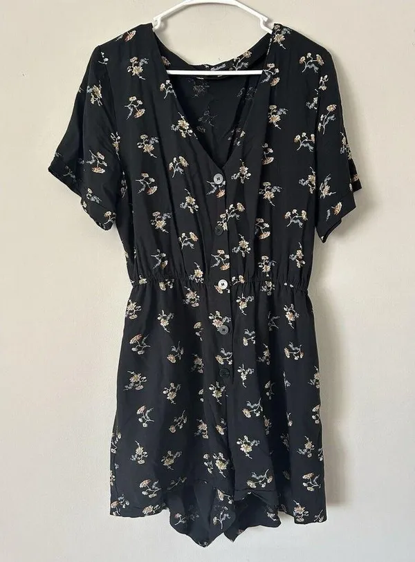 Madewell Daisy Print Button Up Boho Feminine Cottagecore Romper Size Large - Image 13