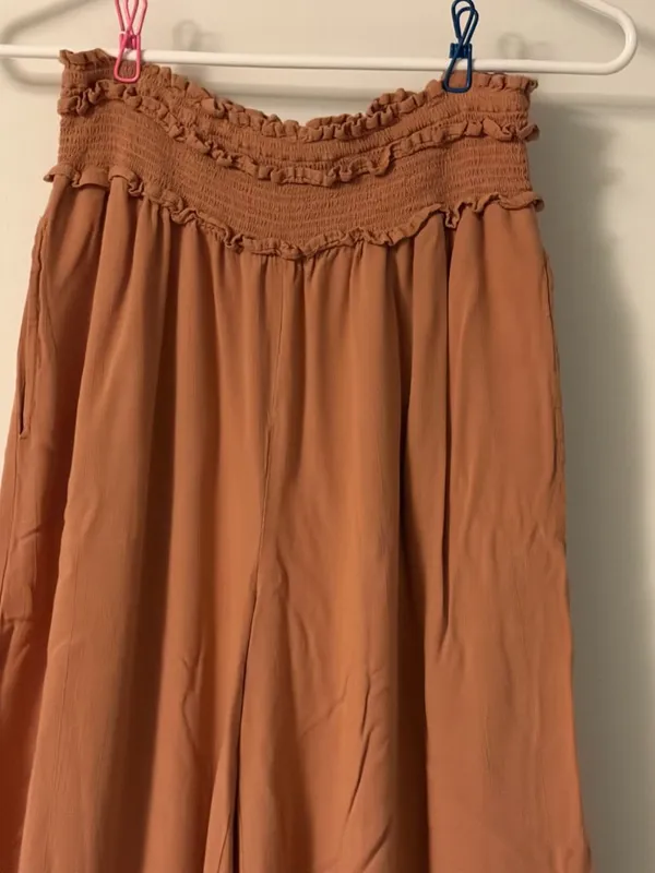 Bila 77 pull on wide leg pants size medium elastic waist boho comfy relaxation - Image 3