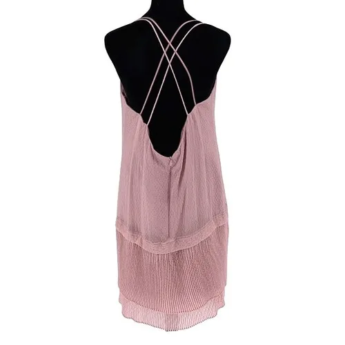 Symbiose by‎ Linda A Mini Dress Womens Medium Rose Pink Coquette Pleated Y2K - Image 5