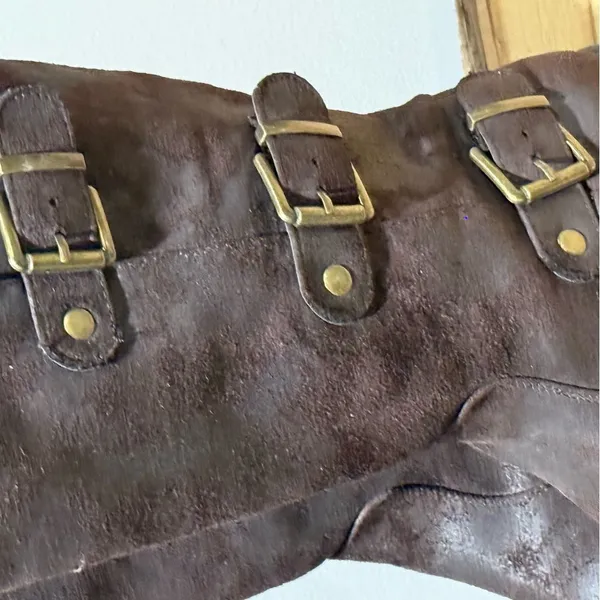 Ruff Hewn Maya Dark Brown Faux Suede‎ Moto Boots Size 8 A37 - Image 3
