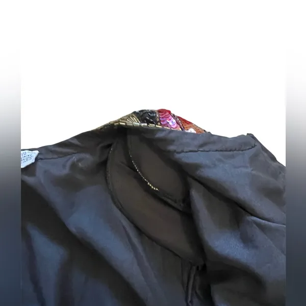Laurence Kazar Vintage Black Multicolor Sequin Beaded Blazer | Large - Image 7