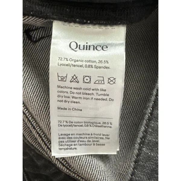 Quince Black Organic Cotton Tencel Straight Leg Jeans Womens Size 26 Faded Denim - Image 6