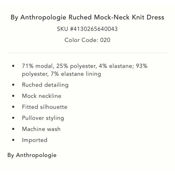 Anthropologie Ruched Mock Neck Knit Dress‎ Cocoa Plum Fitted Sleeveless Bodycon - Image 3