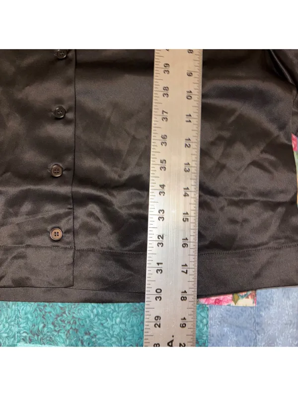 Reformation NWT SILK $148 Woman’s S Hanson Black Satin Button-Up Top Size Small - Image 10