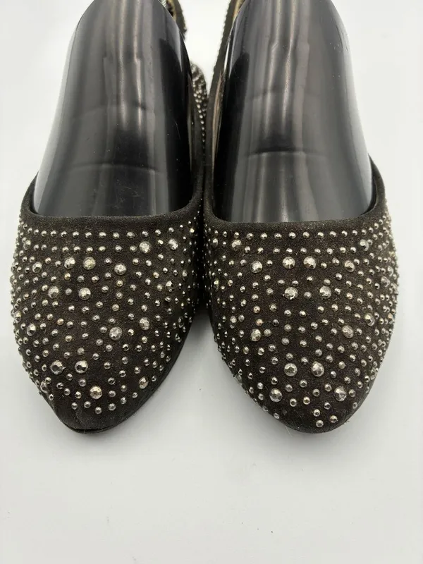Blue Suede Shoes Womens Black Studded Flats Size 10 Sparkly Comfortable Slip-On - Image 10