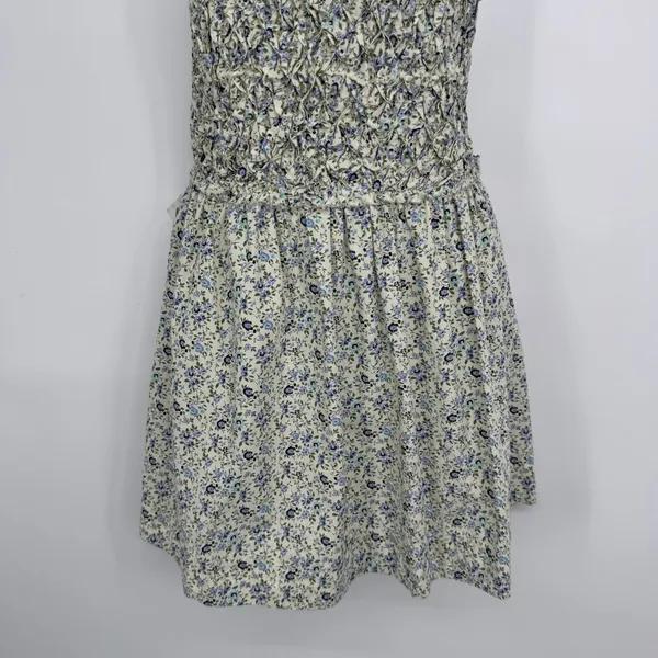 Free People Petunia Mini Dress Small Blue Floral Smocked Boho Cottagecore‎ - Image 8