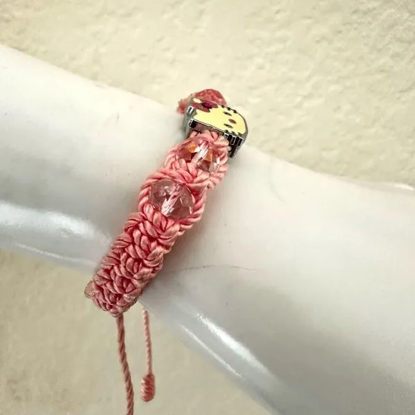 Hello Kitty macrame adjustable bracelet Pink - Image 6