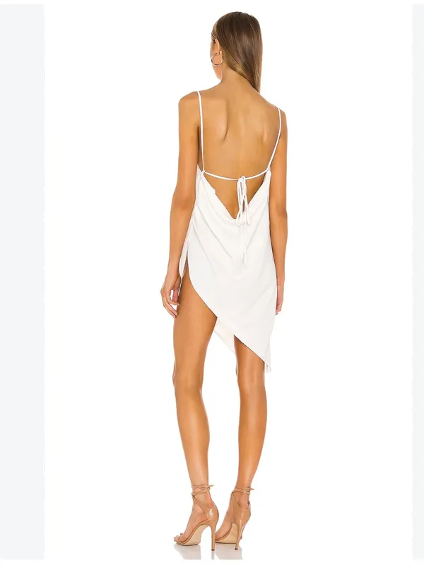 Amanda Uprichard White Asymmetrical Slip Mini Dress - Image 2