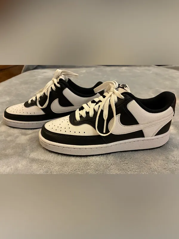 Women’s Nike Low-Top Sneakers - Black and White Leather Size 6 - Image 6