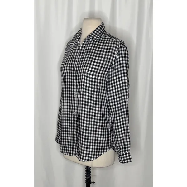 GRAYSON The Hero Black White Gingham Button Front Shirt Blouse Size 02 Small - Image 5