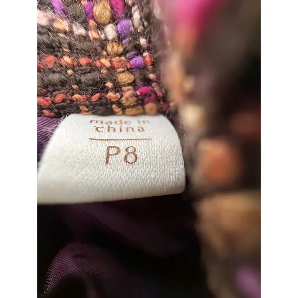 Coldwater Creek Womens Petite 8 Purple Pink Brown Tweed Blazer 3/4 Sleeve Jacket - Image 6