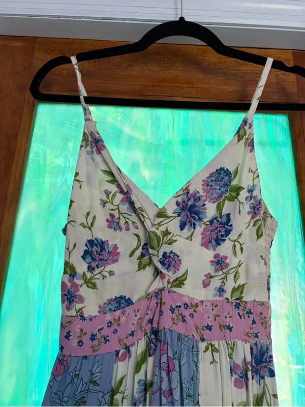 Angie pink and purple floral patchwork dress - Image 5