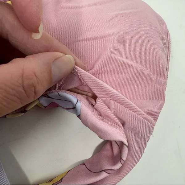 Aerie Bandeau Cut Out Bikini Top Dainty Bow Floral‎ Retro Purple Pink Size S - Image 7