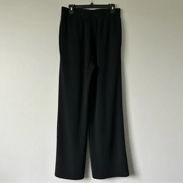 Varley DoubleSoft Knit Wide Leg 30" Track Sweat Pleated Pants Black Medium - Image 6