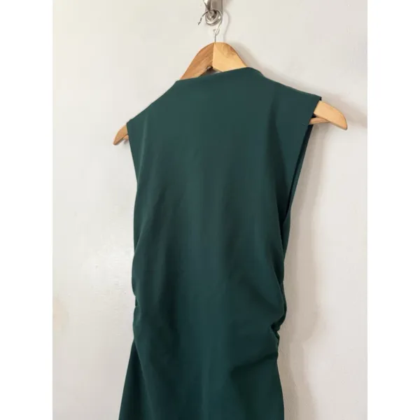 Z Supply Emerld Green High Neck Ruched Stretchy Side Slit Dress Size Small - Image 4