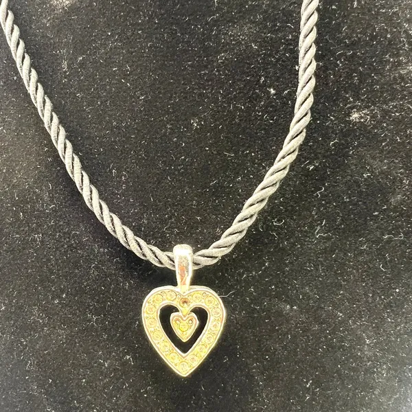 Heart necklace pendant crystals silk cord Vietnam Stainless Steal Charm 8" - Image 4