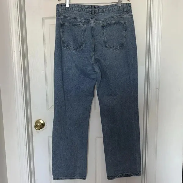 PrettyLittleThing Plus Blue Distressed Straight Leg Jeans Size 14 - Image 2