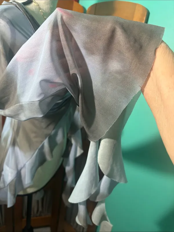 Sheer Knot-Front Blouse in Misty Blue - Image 8