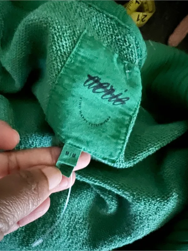 aerie Green Knit Sweater with Ribbed Sweatshirt NWOT - Image 5