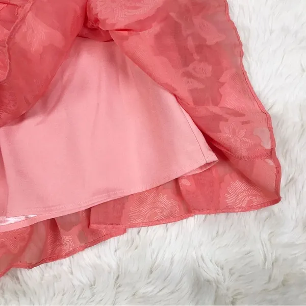 ALEX MARIE Long Sleeve Chiffon Dress‎ Size 2 Coral Wedding Guest Cocktail Party - Image 7