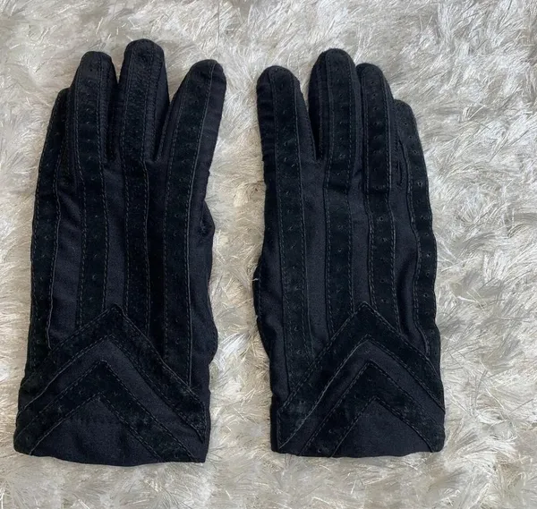 Isotoner Warmups Suede Vintage Gloves Sz Large Black - Image 2