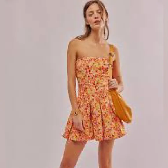 NWOT Free People Made Me Smile Printed Mini Dress Citrus Combo XL - Image 5