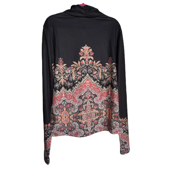 Made with Love Black Red Brown Green Paisley Knit‎ Top Crossover V Neck S - Image 4
