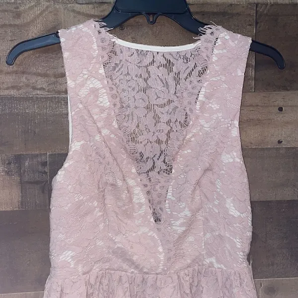 Tobi Blush Lace Overlay Sleeveless Plunging Neckline Mini Dress, NWT - Image 9