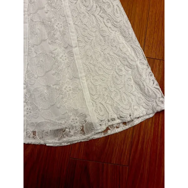 Forever 21 Y2K White Floral Lace Fit & Flare Dress Womens S Romantic Cottagecore - Image 5