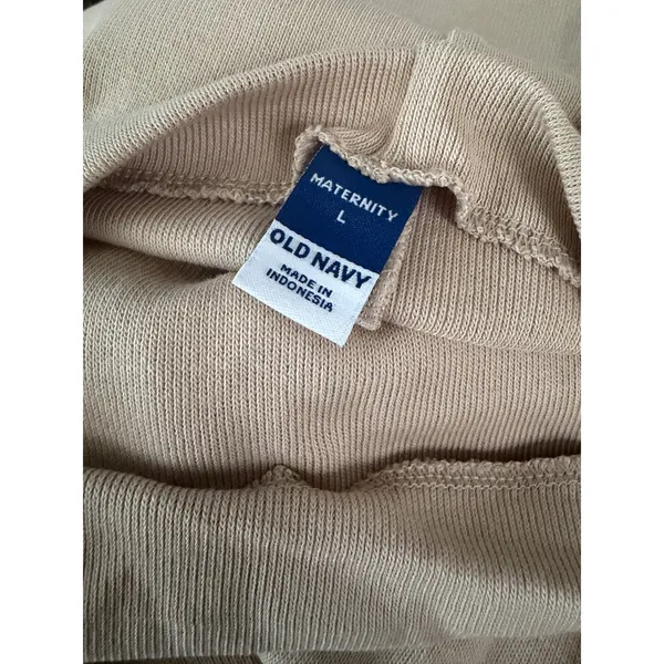 Old Navy Maternity Rib-Knit‎ Mock-Neck Sleeveless Midi Dress Tan Beige Large NWT - Image 3
