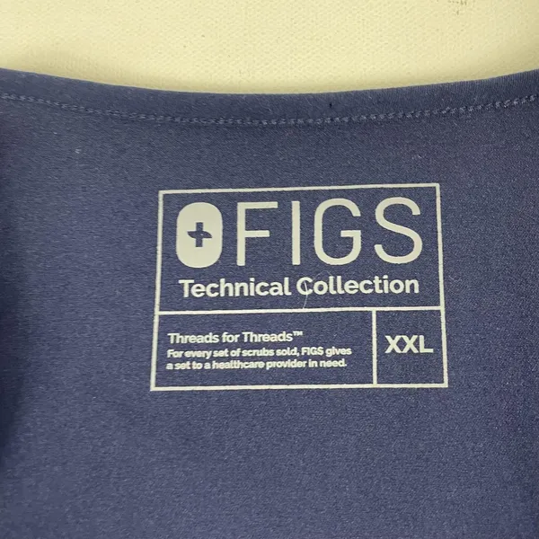 FIGS Shirt Womens XXL Blue V-Neck Short Sleeve Technical Scrub Top Medical‎ - Image 3