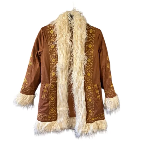 HIPPIE SHAKE HEROES Breaking Hearts Penny Lane Coat - Brown and Gold - Image 4
