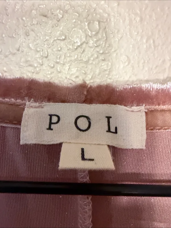 Pol Crushed Velvet Short Sleeve Shift Dress Size Large Blush Pink - Image 4