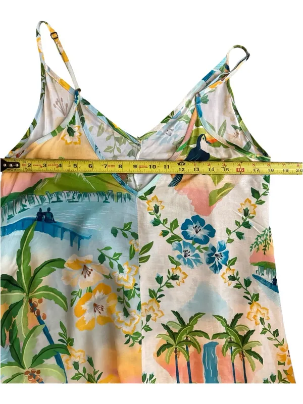 Farm Rio Tropical Floral Slip Dress in Yellow, Blue & Green Size Small - Image 14