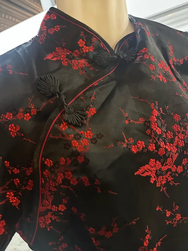 New Qipao Cheongsam Dress Black Red Floral - Image 3