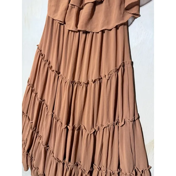Lulus Chance‎ For Us Light Brown Off-the-Shoulder Ruffled Maxi Dress XL - Image 6