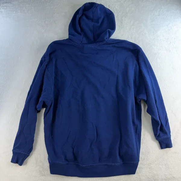 Nike M Medium Hoodie Sweatshirt Classic Swoosh Pullover Deep V-Neck Lace Up Blue - Image 11