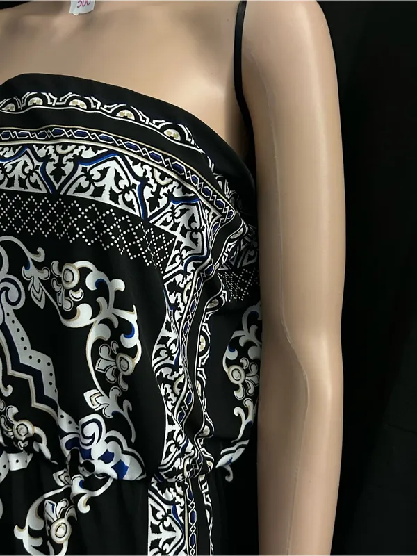 White House Black Market Black & White Printed Strapless Dress - Image 3