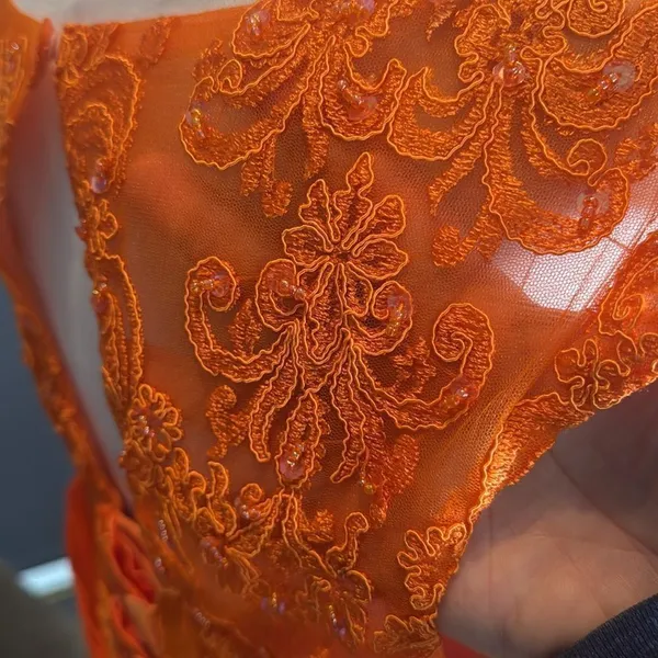 Women’s Orange Tea Length Formal Mother of the Bride Dress Corset Back Size 14 - Image 13