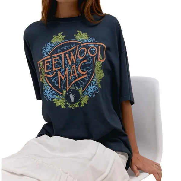 DAYDREAMER Fleetwood Mac Flower Crest Tee One Size P2P 27” New w/o Tag MSRP $98 - Image 3