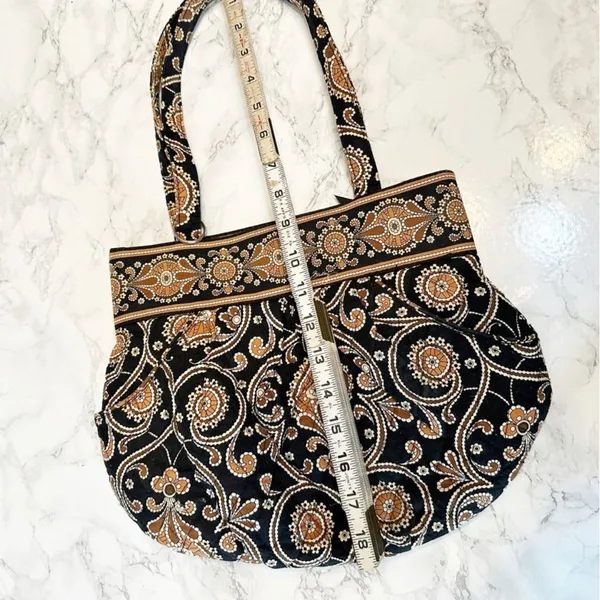 Vera Bradley Retired Black Brown Gold Paisley Boho Quilted Morgan Shoulder Bag - Image 9