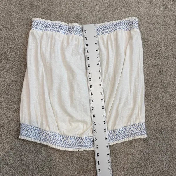 Anthropologie large Breezy Tube top linen embroidered smocked TS 3530 - Image 2