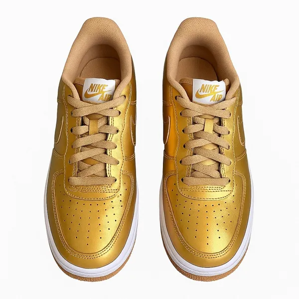 Nike Air Force 1 Low GS Metallic Gold Leather Sneakers 7Y Women's 8.5 Shoes GUC - Image 3