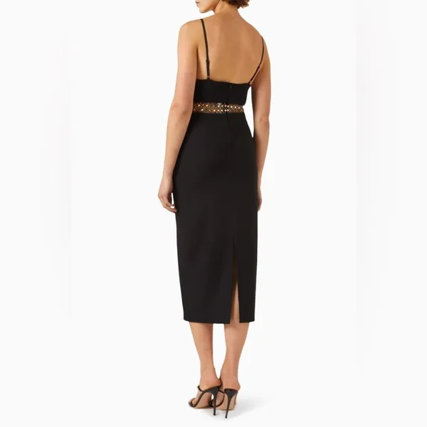 Elliatt Catherine Diamante Midi Dress Black Sleeveless Crystal Mesh Cocktail NWT - Image 4