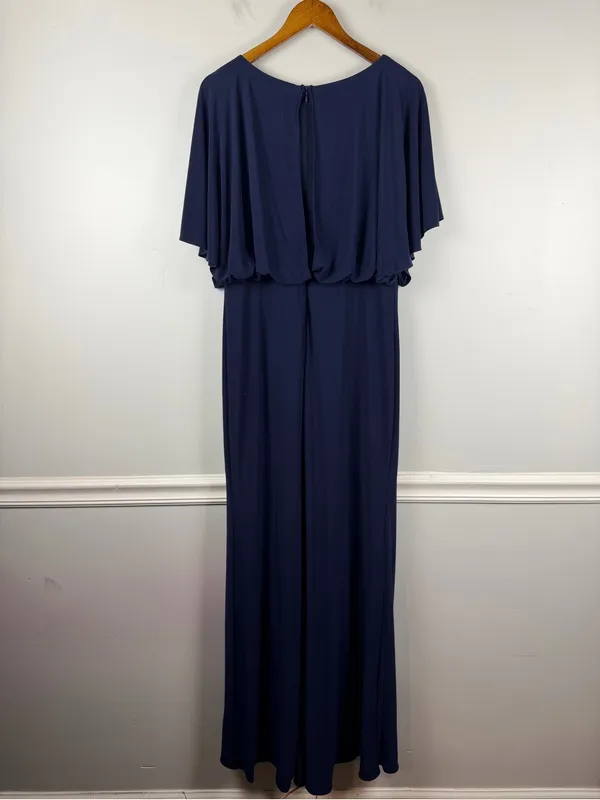 Anthropologie BHLDN Lena Jersey Flutter Sleeve Formal Maxi Dress Navy Size 14 - Image 8