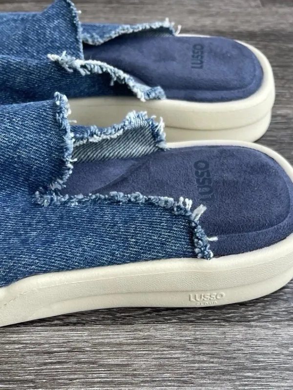Lusso Cloud Blue Denim Pelli Slip-on Waffle-Knit Mules Shoes Size 9 NWOT - Image 10