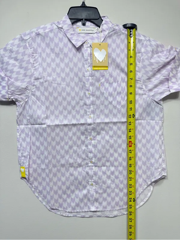 Kerri Rosenthal Mina Printed Cotton Shirt shorts set Lavender nwt size small - Image 3