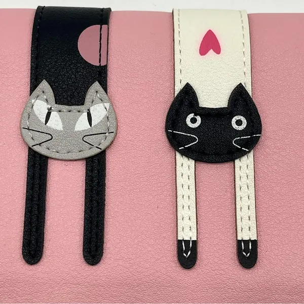 Pink Cat Wallet Zipper Closure - Image 3