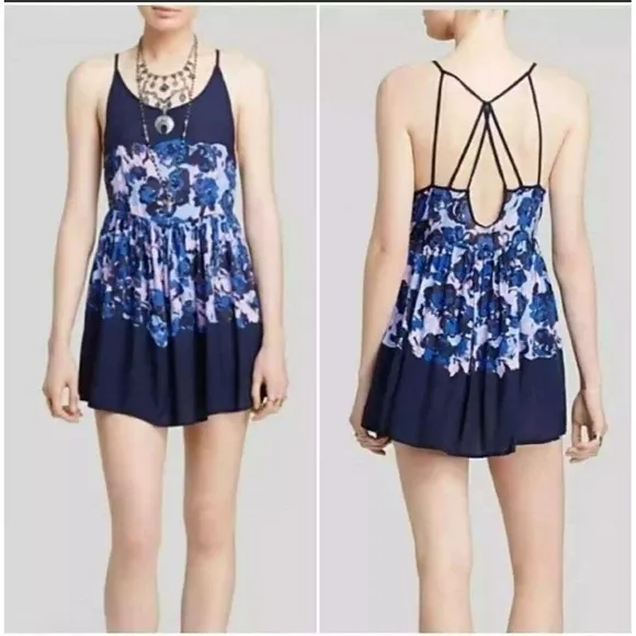 Free People Intimately Voile Slip Strappy Floral Print Dress in Midnight… - Image 2